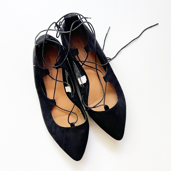 American Eagle Outfitters Shoes - Black AE Lace Up Flats